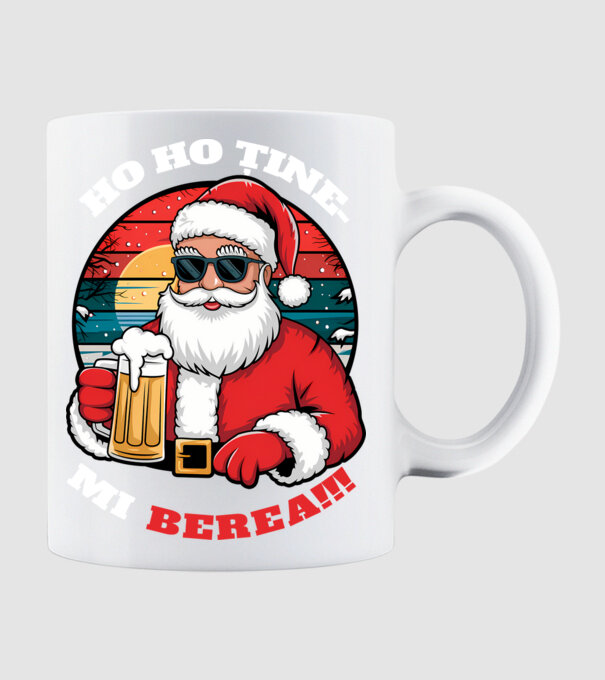 Ho ho ține mi berea! Negru model alb pe tricou