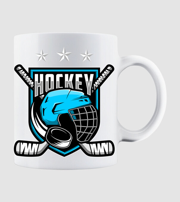 Hockey model alb pe tricou