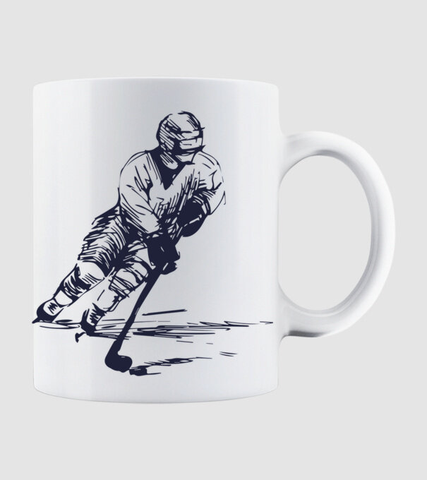 Hockey player model alb pe tricou