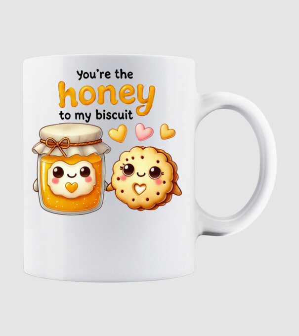 Honey to my Biscuit model alb pe tricou