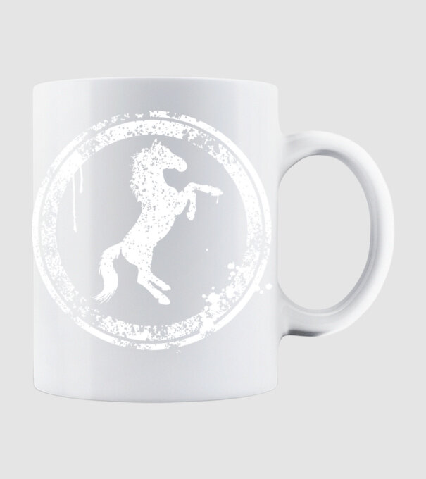 horse badge model alb pe tricou