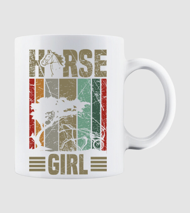 Horse girl model alb pe tricou