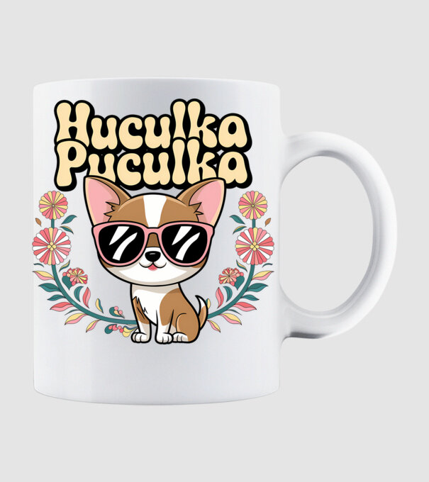 Huculka Puculka câine 1 model alb pe tricou