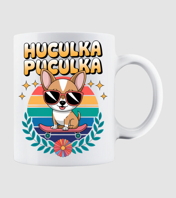 Huculka Puculka Câine 2 model alb pe tricou