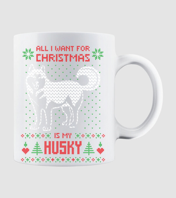 Husky model alb pe tricou