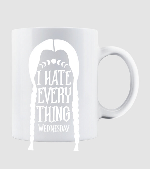 I hate everything model alb pe tricou
