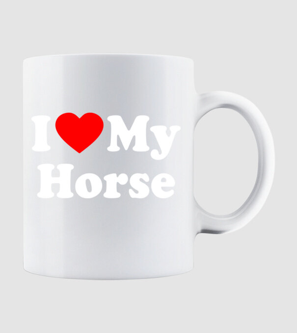 i ove my horse model alb pe tricou