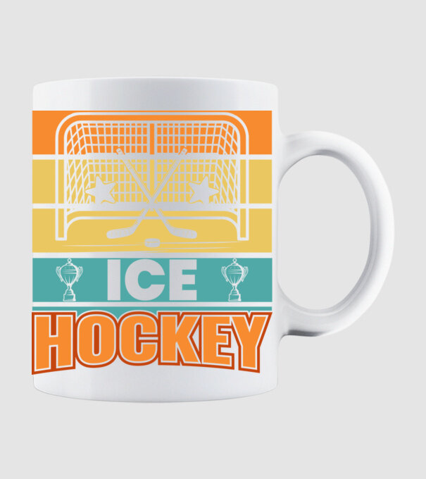 Ice Hockey model alb pe tricou