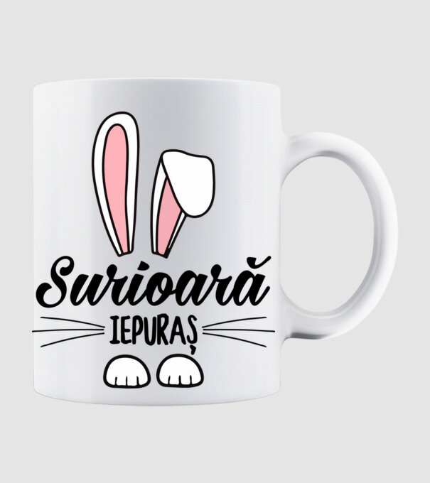 Iepuraș surioară model alb pe tricou