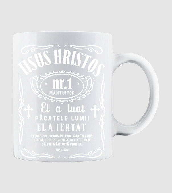 Iisus Hristos nr. 1 mântuitor El a luat păcatele lumii, El a iertat, El nu L-a trimis pe Fiul Său în lume ca să judece lumea, ci model alb pe tricou