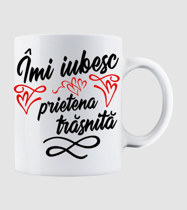 Îmi iubesc prietena trăsnită model alb pe tricou
