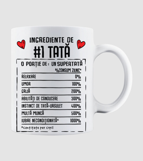 Ingrediente Tată model alb pe tricou