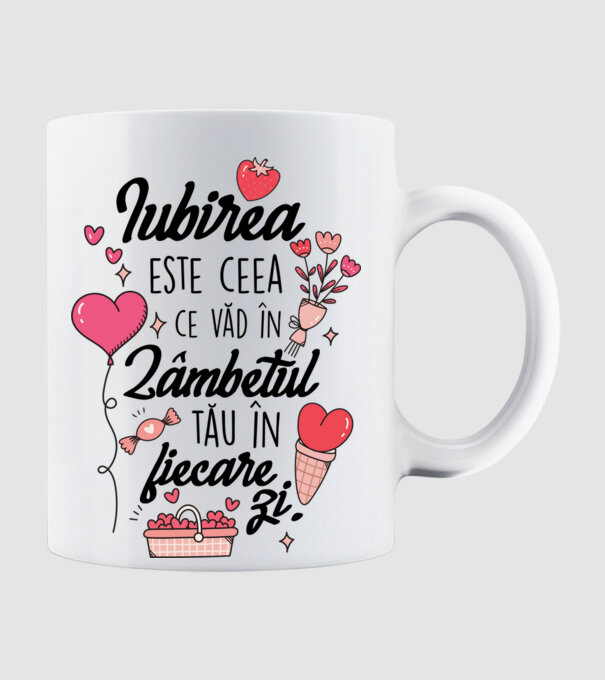 Iubirea-este-ceea -e văd în-zâmbetul-tău în fiecare zi model alb pe tricou