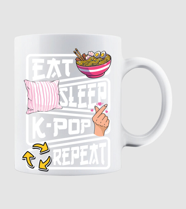 K-POP EAT SLEEP model alb pe tricou
