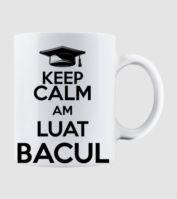 Keep calm, am luat bacul model alb pe tricou