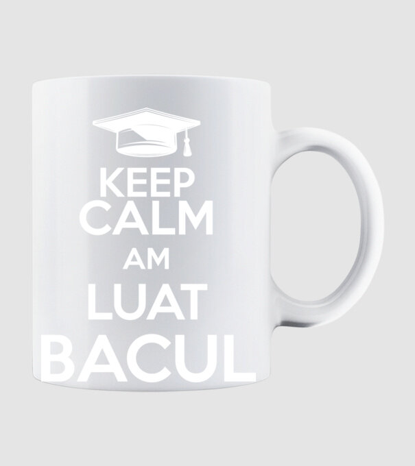 Keep calm, am luat bacul model alb pe tricou