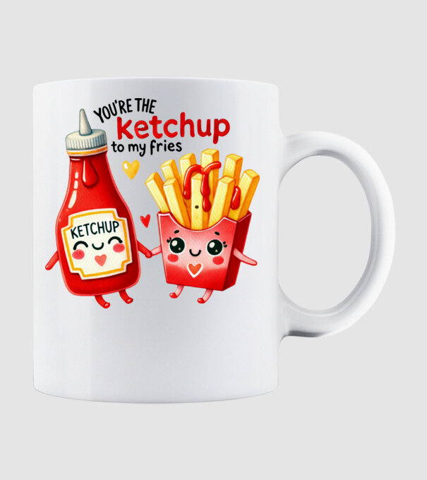 Ketchup to my Fries model alb pe tricou