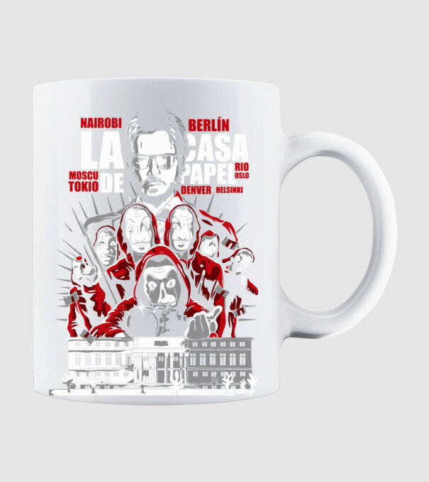 la casa de papel family model alb pe tricou