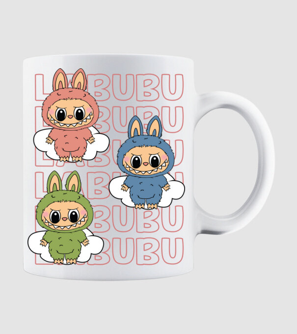 LABUBU model alb pe tricou