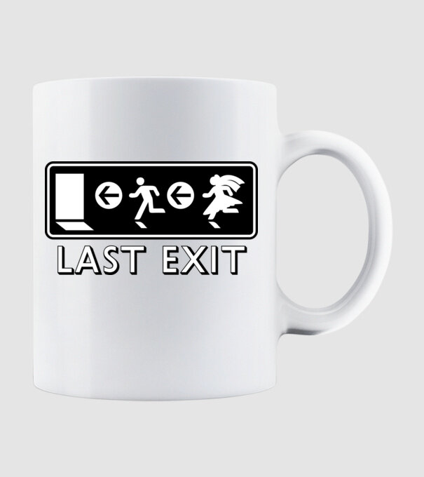 Last Exit model alb pe tricou