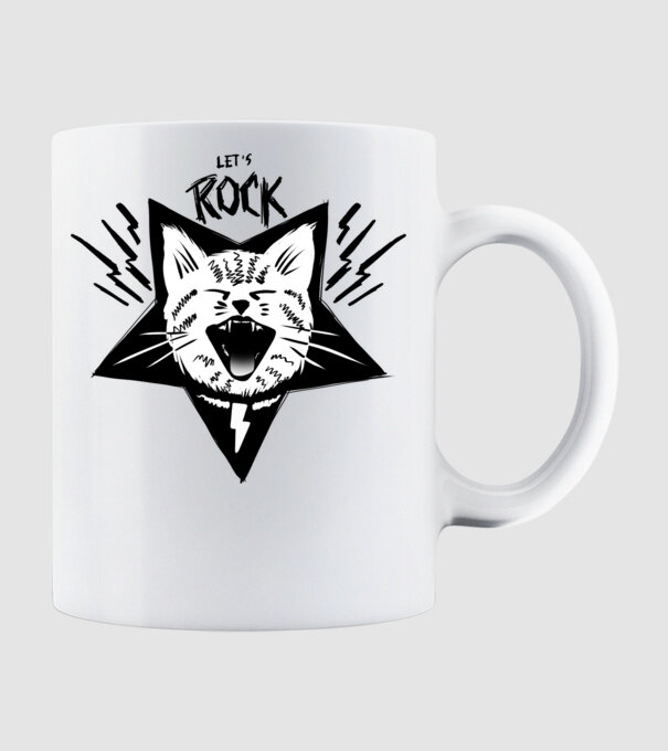 Let's Rock model alb pe tricou