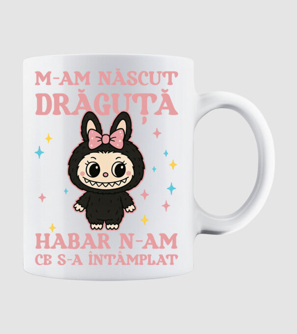 M-am născut drăguță model alb pe tricou