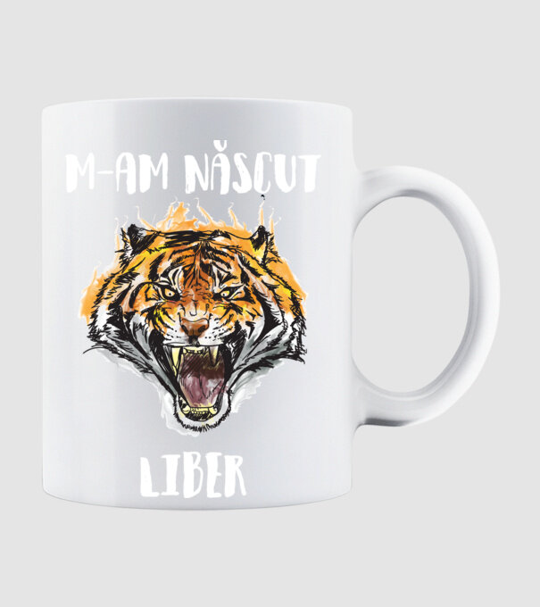 m-am născut liber model alb pe tricou