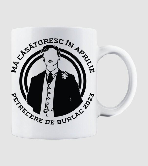 mă căsătoresc în aprilie - petrecere de burlac model alb pe tricou