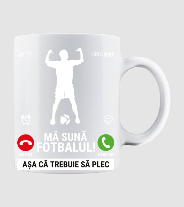 Mă sună fotbalul model alb pe tricou