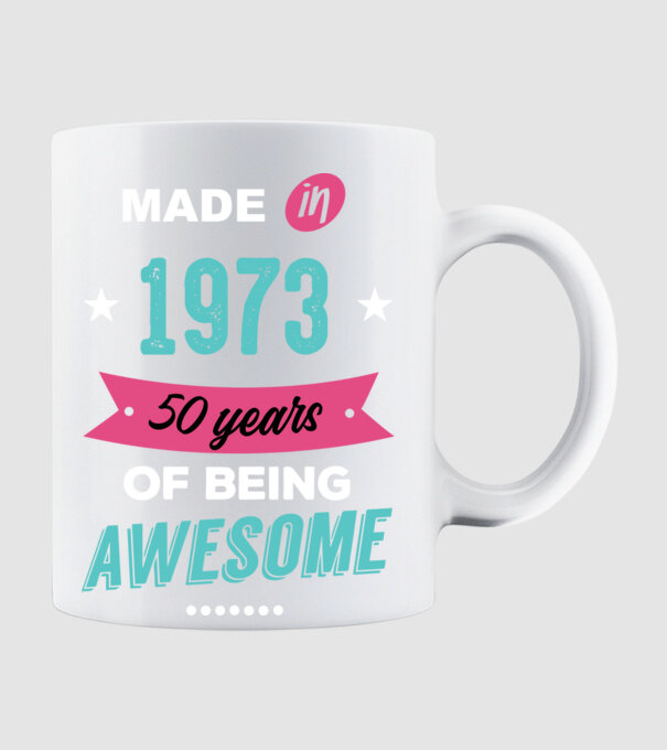 MADE IN 1973 model alb pe tricou