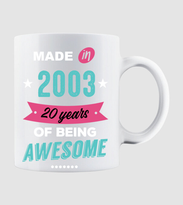 MADE IN 2003 model alb pe tricou
