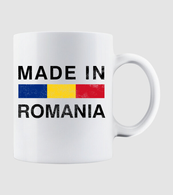 made in romania model alb pe tricou