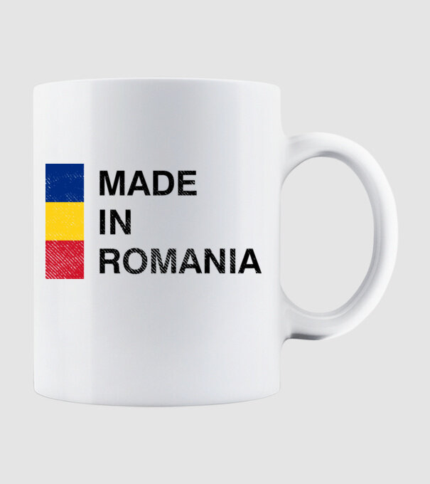 made in romania model alb pe tricou