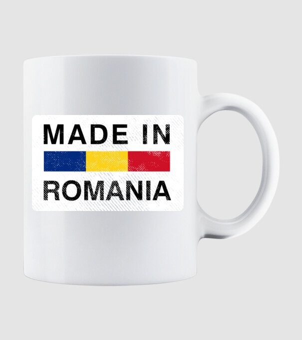 made in romania model alb pe tricou