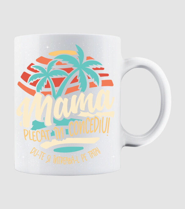 Mama Plecat în concediu model alb pe tricou