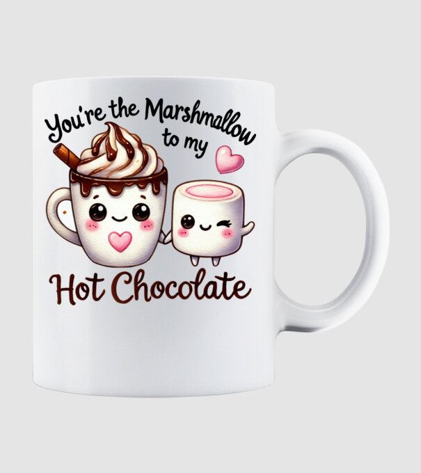 Marshmallow to my Hot Chocolate model alb pe tricou