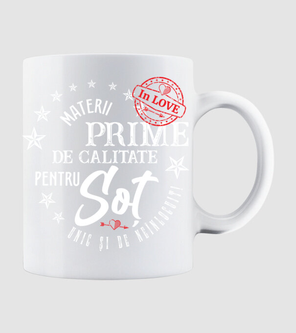Materii prime de calitate pentru soț model alb pe tricou