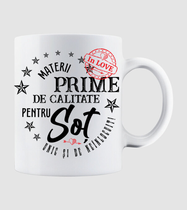 Materii prime de calitate pentru soț model alb pe tricou