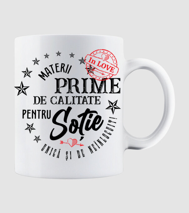 Materii prime de calitate pentru soție model alb pe tricou