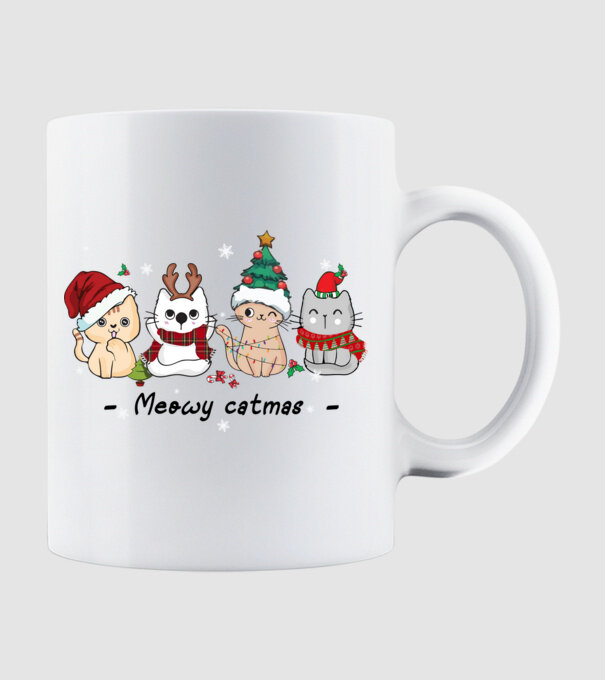 Meowy catmas 2 model alb pe tricou