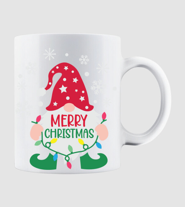 Merry christmas gnome model alb pe tricou