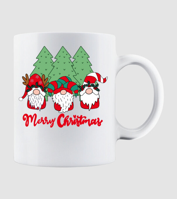 Merry christmas gnomes model alb pe tricou