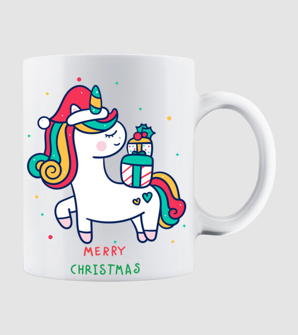 merry christmas unicorn model alb pe tricou