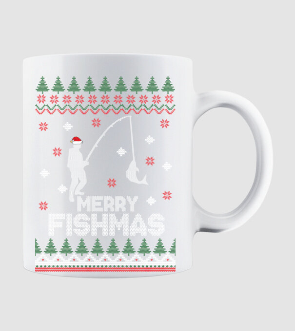 Merry Fishmas model alb pe tricou