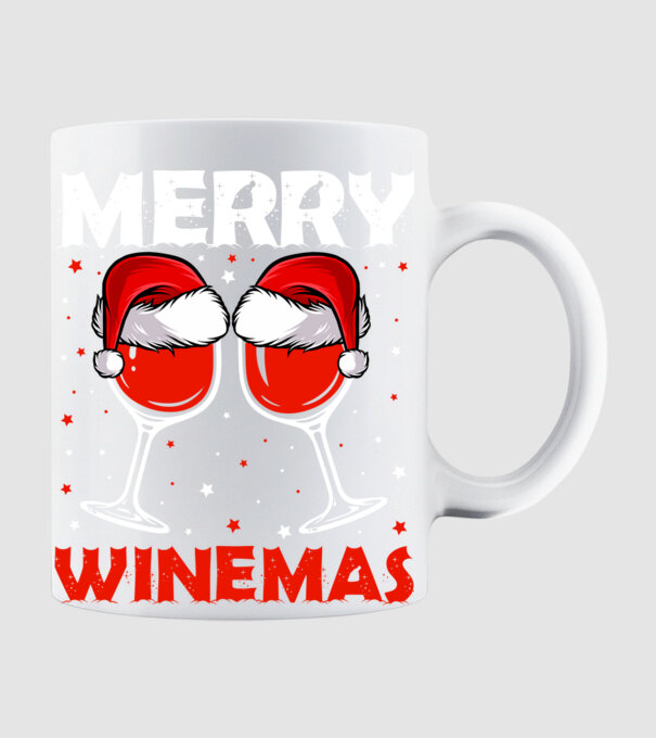 Merry winemas model alb pe tricou