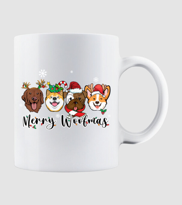 Merry woofmas 2 model alb pe tricou