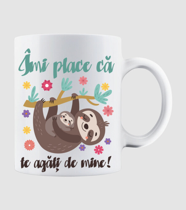 Îmi place să mă agăț de tine! Te iubesc mamă! model alb pe tricou
