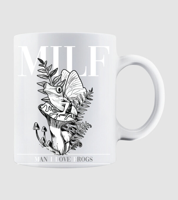 MILF man i love frogs model alb pe tricou