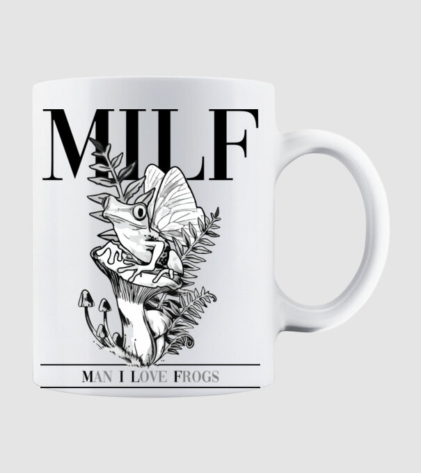 MILF man i love frogs model alb pe tricou