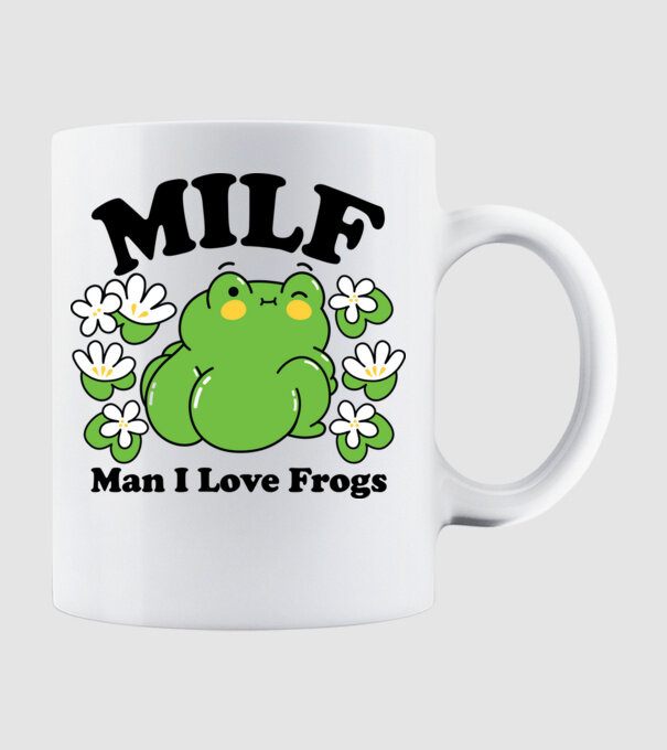 MILF man i love frogs model alb pe tricou